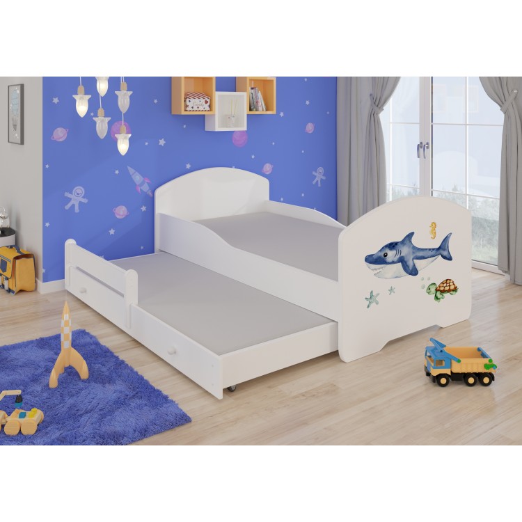 Łóżko podwójne z materacami PEPE II SEA ANIMALS 160x80