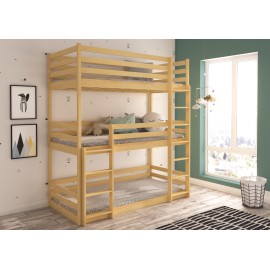 Łóżko piętrowe trzyosobowe z materacami TEDRO 180x80