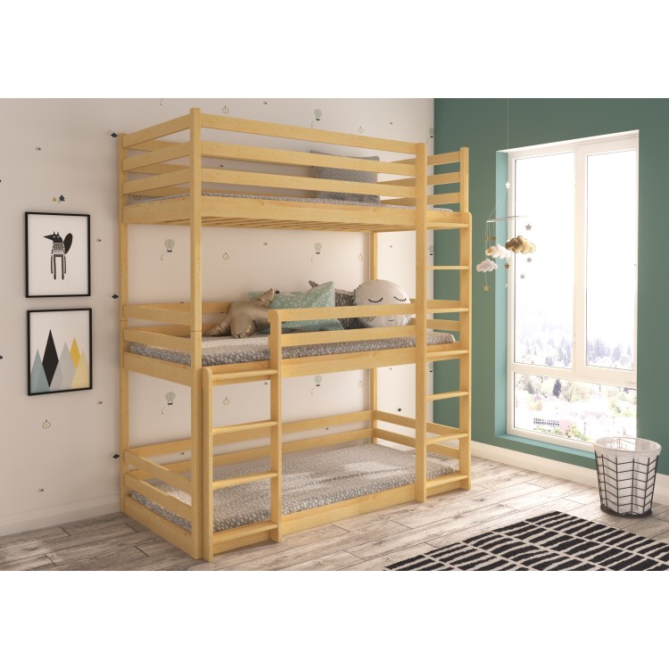 Łóżko piętrowe trzyosobowe z materacami TEDRO 180x80