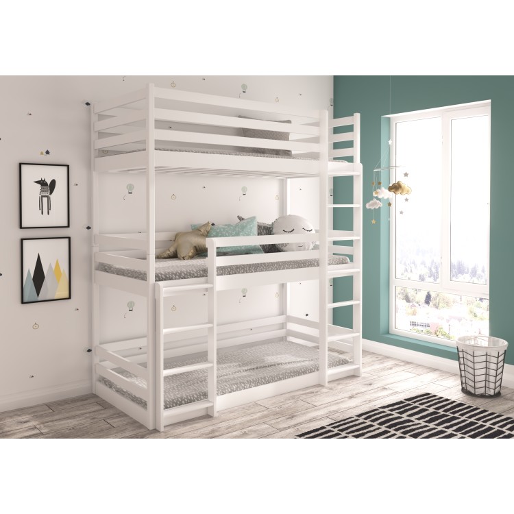 Łóżko piętrowe trzyosobowe z materacami TEDRO 180x80