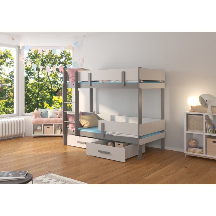 Łóżko piętrowe dwuosobowe z materacami ETIONA 180x80