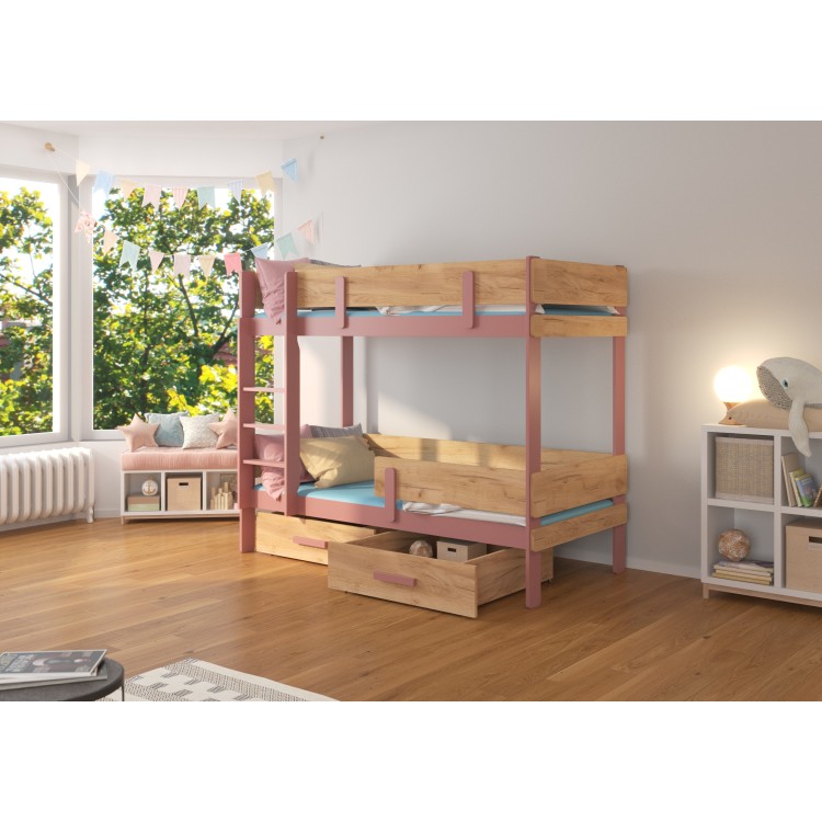 Łóżko piętrowe dwuosobowe z materacami ETIONA 180x80
