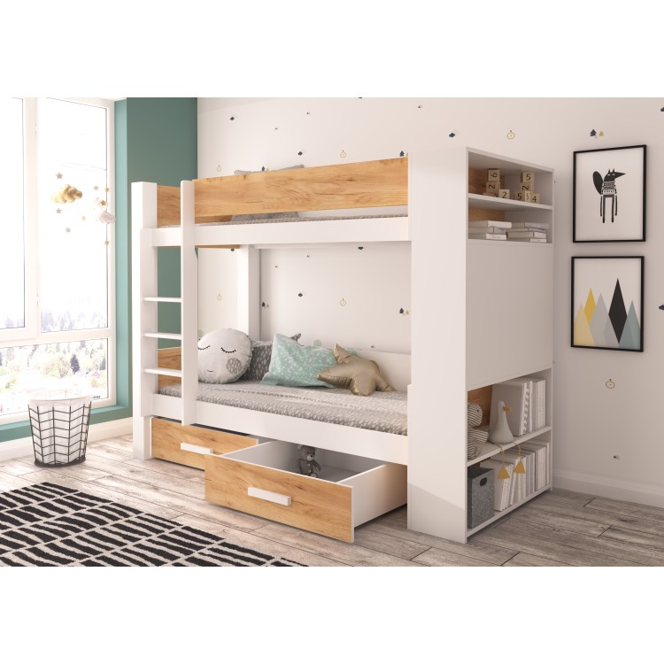 Łóżko piętrowe dwuosobowe z materacami GARET 180x80