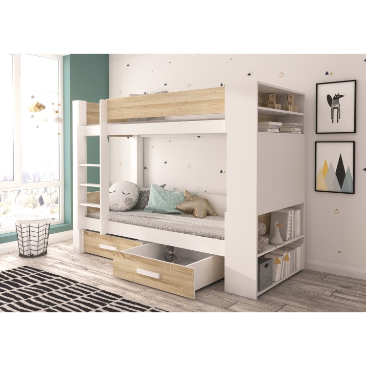 Łóżko piętrowe dwuosobowe z materacami GARET 180x80