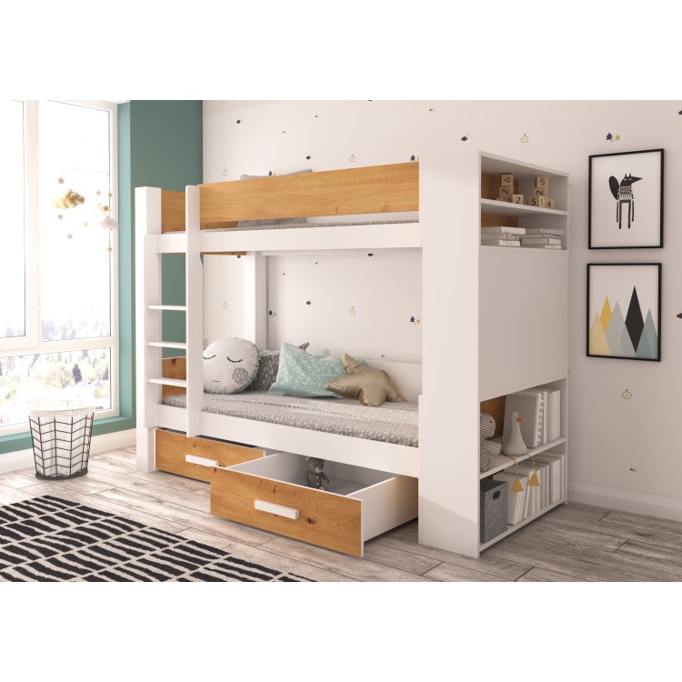 Łóżko piętrowe dwuosobowe z materacami GARET 180x80