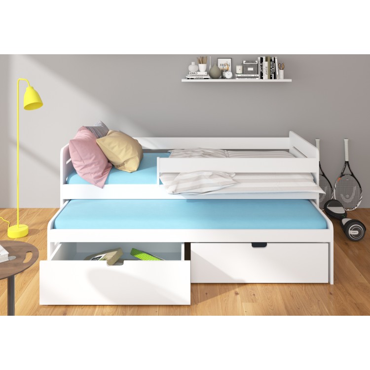 Łóżko podwójne z barierką i materacami TOMI 200x90