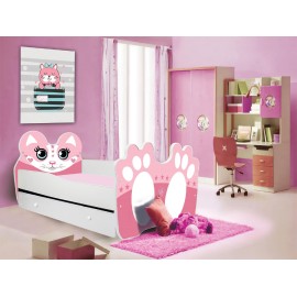 Łóżko z materacem i szufladą BEAR PINK 140x70