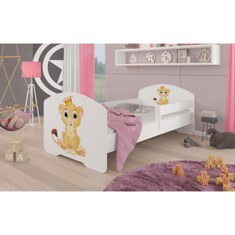 Łóżko z materacem i barierką PEPE LION 140X70