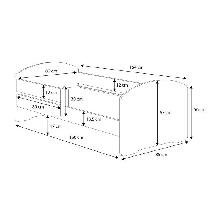 Łóżko z materacem i barierką PEPE FORMULA 160x80