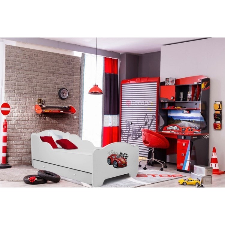 Łóżko z materacem i szufladą AMADIS CAR ZIGZAG 160x80