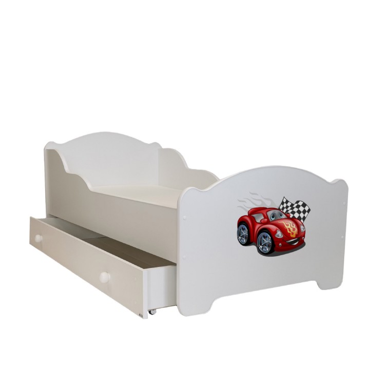 Łóżko z materacem i szufladą AMADIS CAR ZIGZAG 140x70