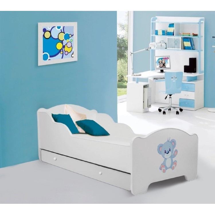 Łóżko z materacem i szufladą AMADIS BLUE BEAR 160x80