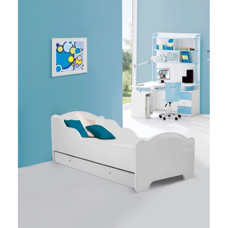 Łóżko z materacem i szufladą AMADIS WHITE 140x70