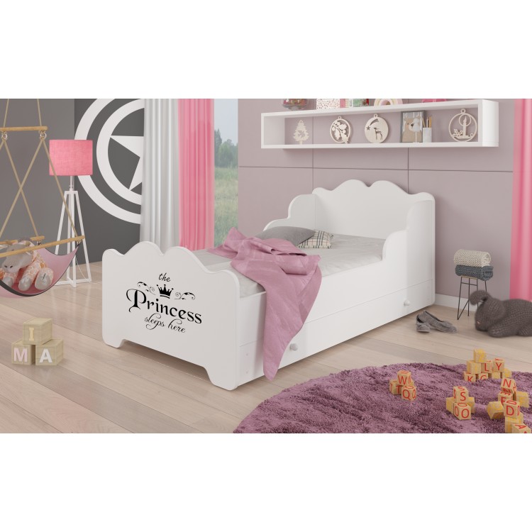 Łóżko z materacem i szufladą XIMENA PRINCESS BLACK 160x80