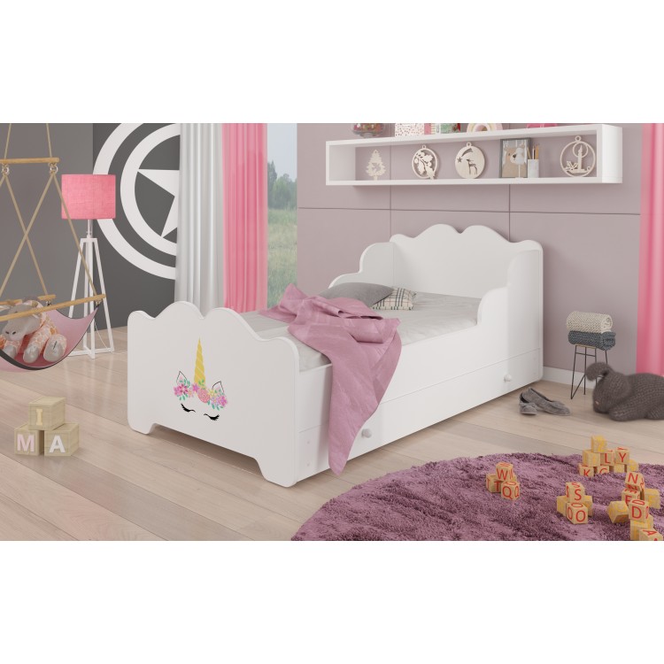 Łóżko z materacem i szufladą XIMENA UNICORN 160x80
