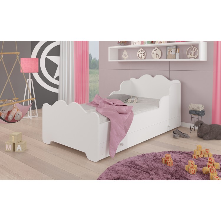 Łóżko z materacem i szufladą XIMENA WHITE 160x80