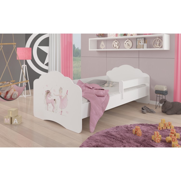 Łóżko z materacem i barierką CASIMO BALLEINA WITH UNICORN 160x80