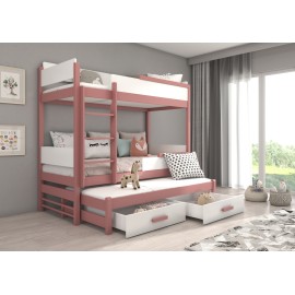 Łóżko piętrowe trzyosobowe z materacami QUEEN 200x90