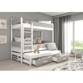 Łóżko piętrowe trzyosobowe z materacami QUEEN 200x90