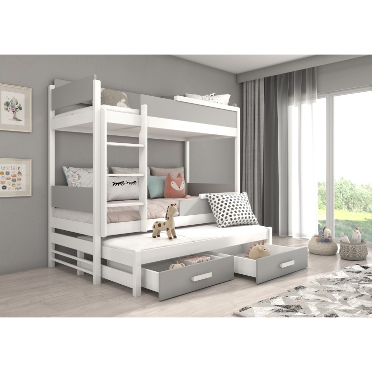 Łóżko piętrowe trzyosobowe z materacami QUEEN 200x90