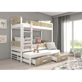Łóżko piętrowe trzyosobowe z materacami QUEEN 200x90