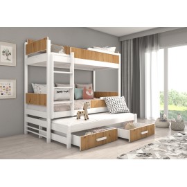 Łóżko piętrowe trzyosobowe z materacami QUEEN 200x90