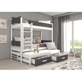 Łóżko piętrowe trzyosobowe z materacami QUEEN 200x90