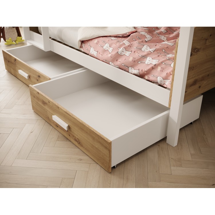 Łóżko Dziecięce Piętrowe Jori 200x90 z materacem