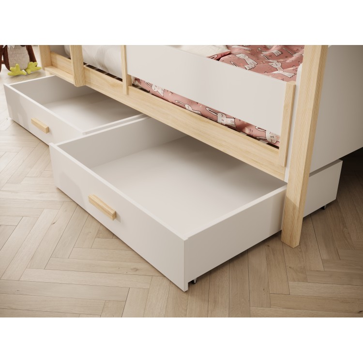 Łóżko Dziecięce Piętrowe Jori z barierką 180x80 z materacem