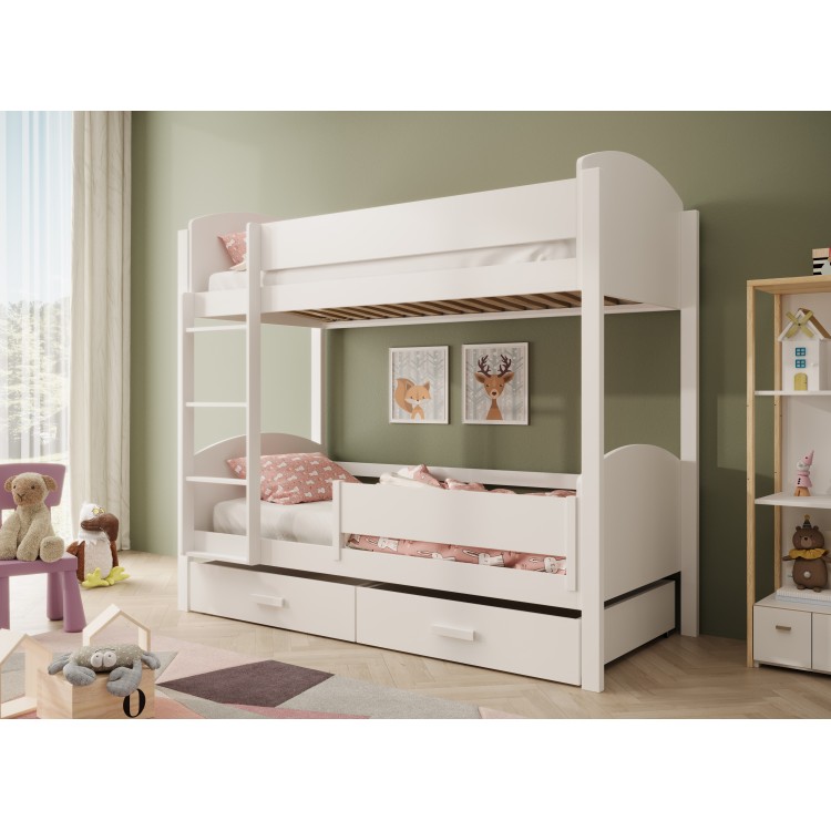 Łóżko Dziecięce Piętrowe Jori z barierką 180x80 z materacem