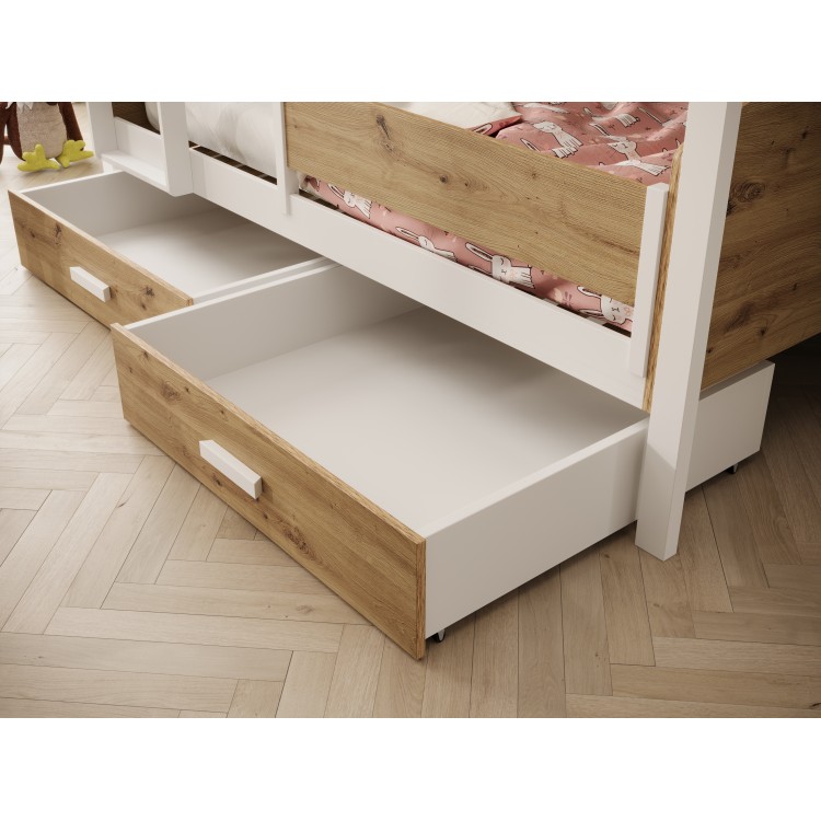 Łóżko Dziecięce Piętrowe Jori z barierką 200x90 z materacem